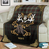 Scott Brown Ancient Tartan Crest Premium Blanket - Celtic Stag style